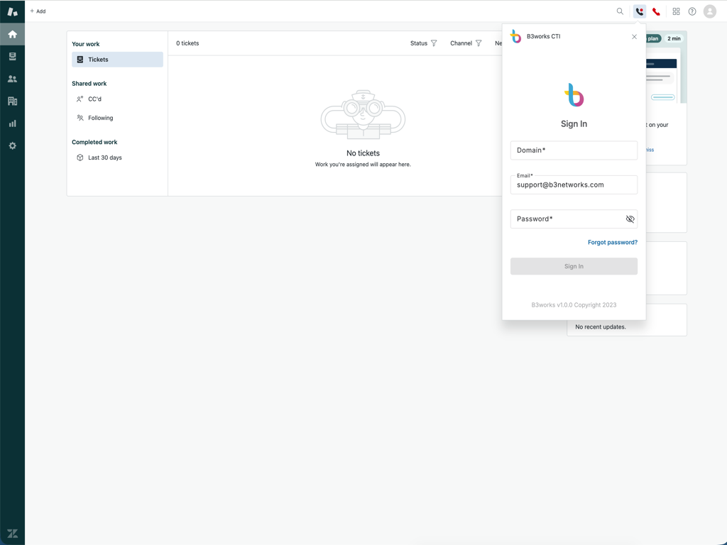 B3Works CTI screenshot 1